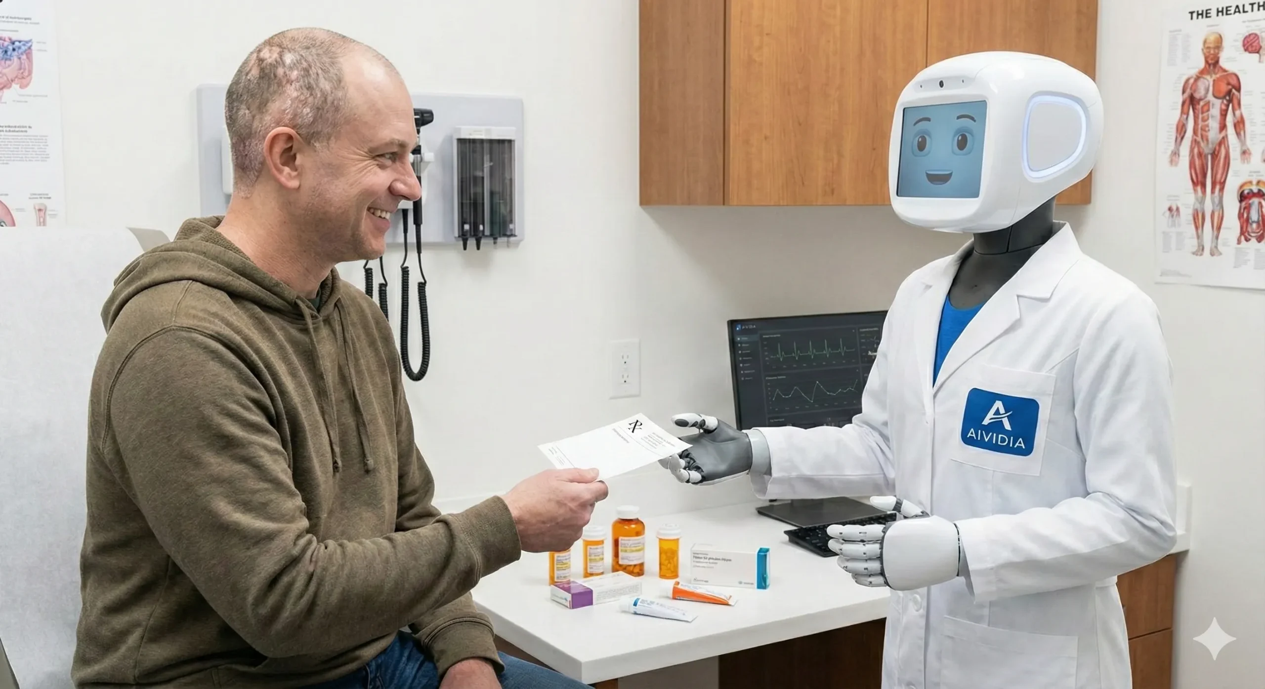 فرد مبتلا به پسوریازیس سر در حال ویزیت شدن توسط دکتر آیویدیا